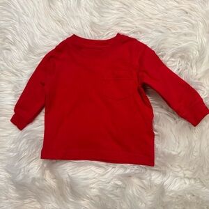 Carter's Baby Boys Red Side Pocket Long Sleeve Tee Size 6 Months
